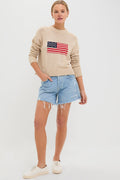 Cropped Beachwood Cotton Americana Sweater