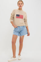 Cropped Beachwood Cotton Americana Sweater
