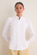 White Puffed Shoulder Shirt