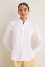 White Puffed Shoulder Shirt