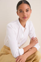 White Puffed Shoulder Shirt