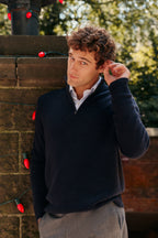 Navy Cashmere Knit Quarter-Zip