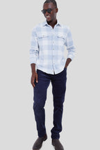 Light Blue Plaid Dunewood Stretch Flannel