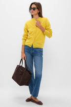 Marigold Cashmere Covered Button Quinn Cardigan