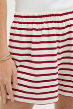 Red and Ivory Stripe Knit Olympia Short