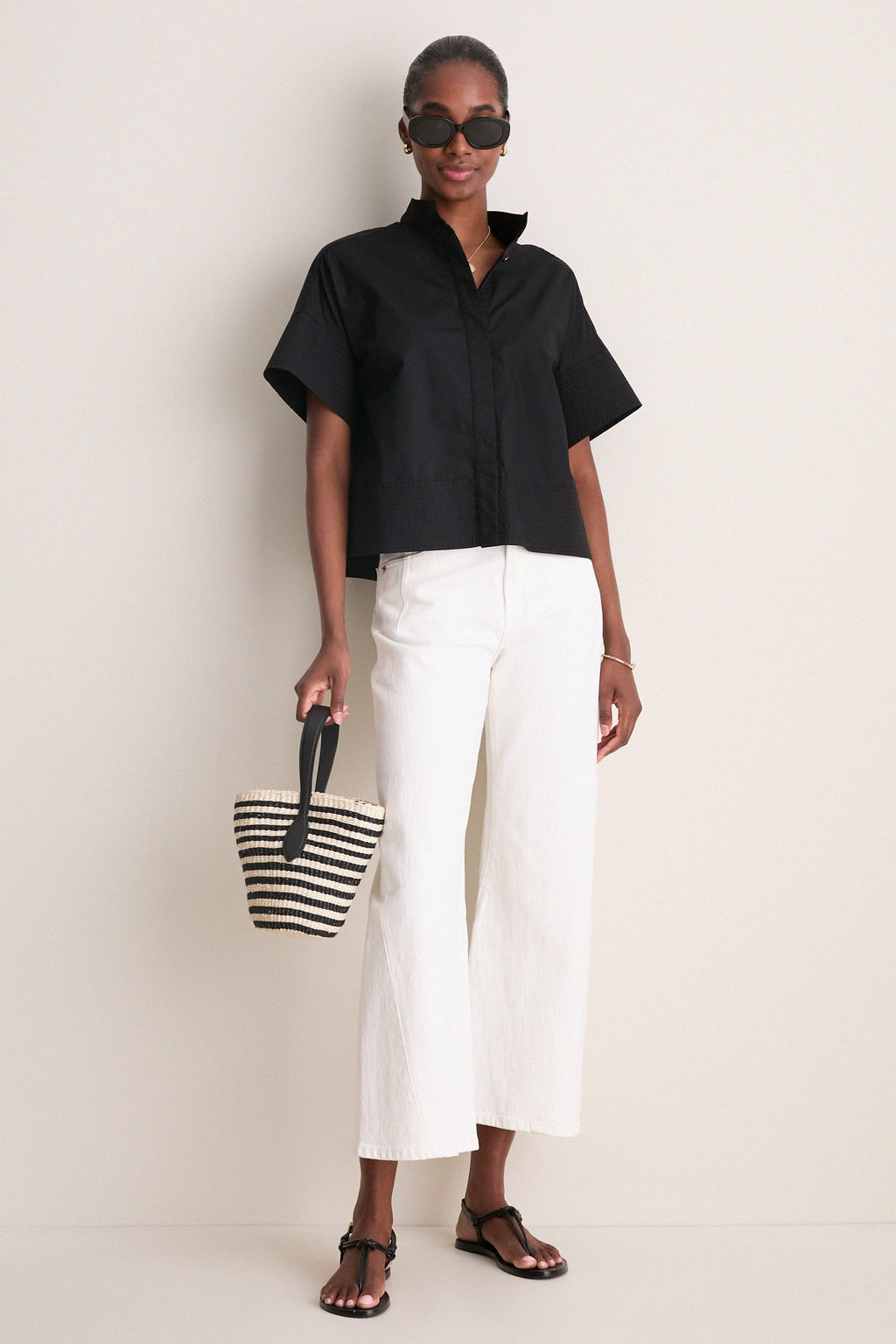 Black Trapunto Stitch Sofia Shirt