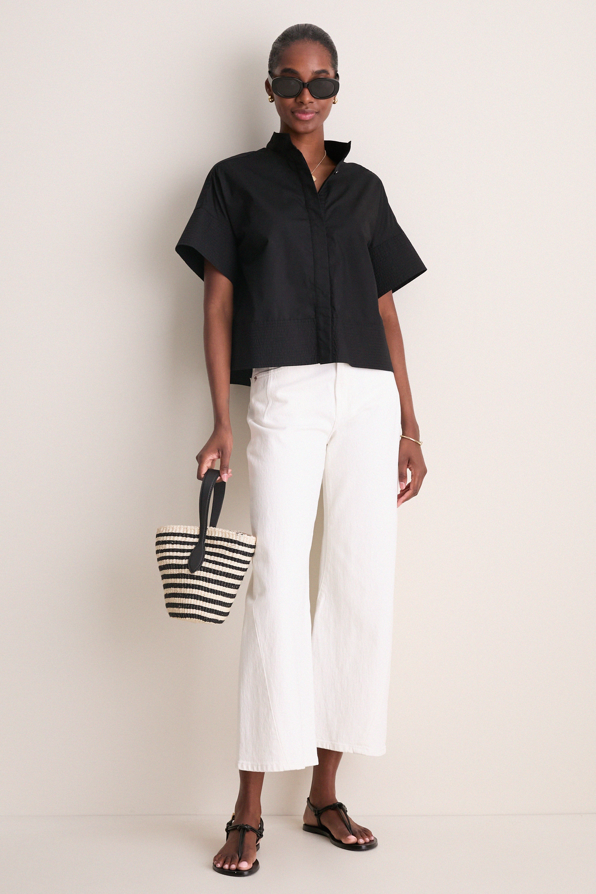Black Trapunto Stitch Sofia Shirt
