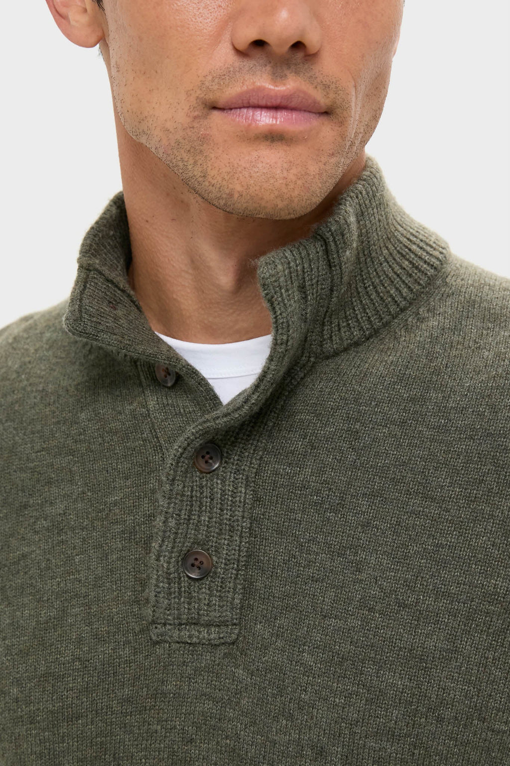 Olive Green Cashmere Wool Button-Up