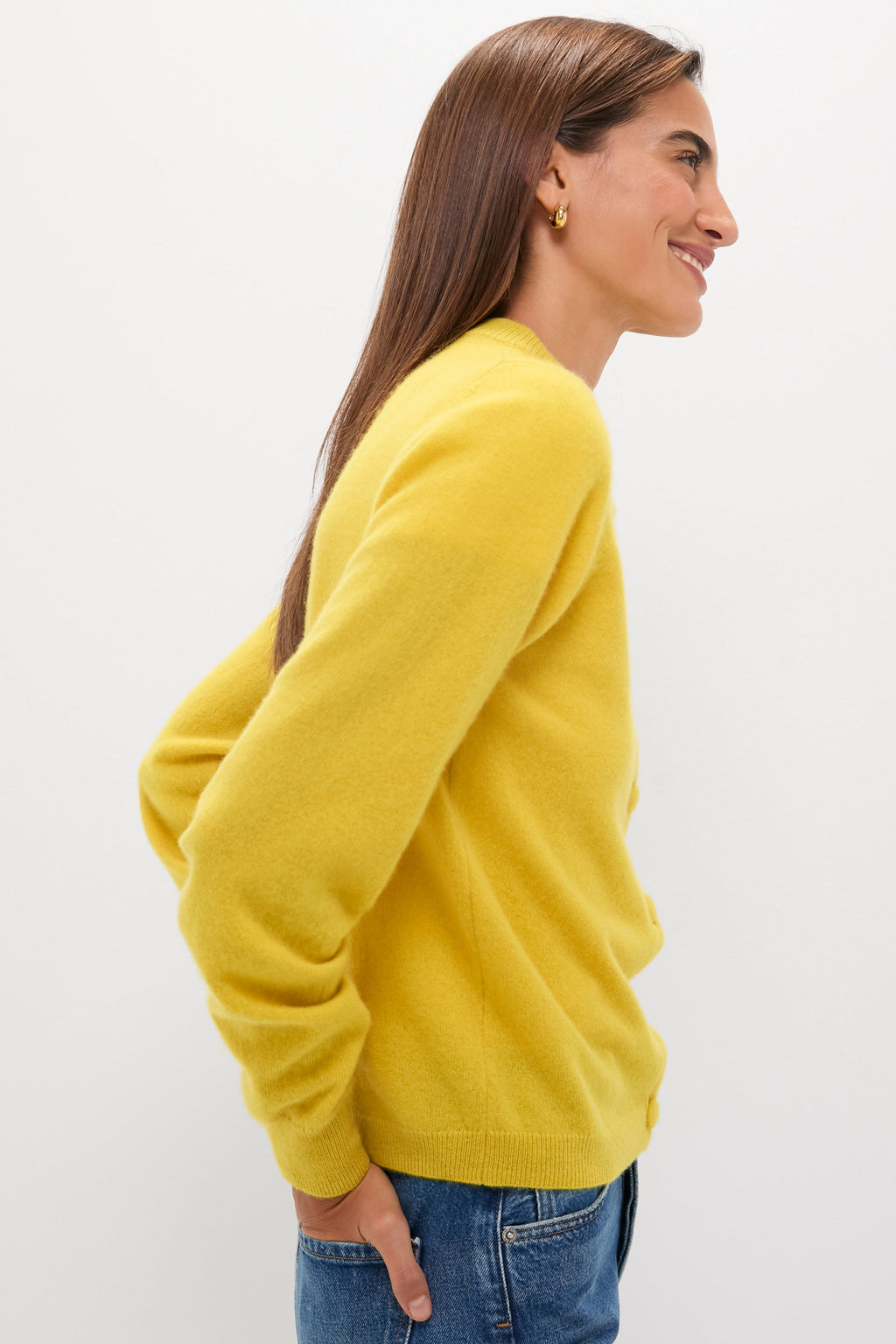 Marigold Cashmere Covered Button Quinn Cardigan