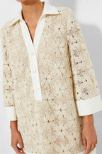 Tan Crochet Collier Dress