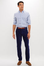 Navy Collins Corduroy Pull-on Trouser (32" Inseam)