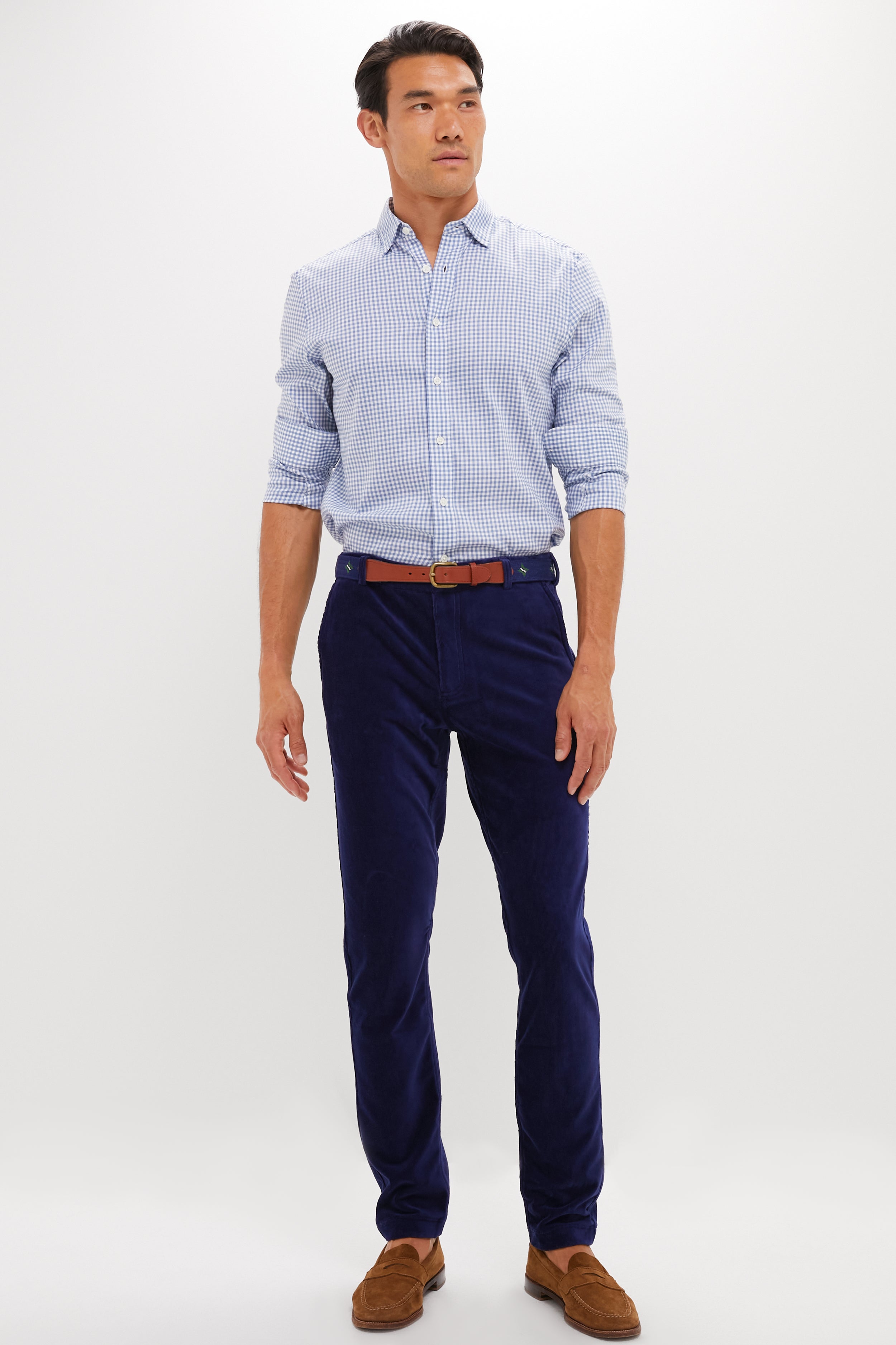 Navy Collins Corduroy Pull-on Trouser (32" Inseam)