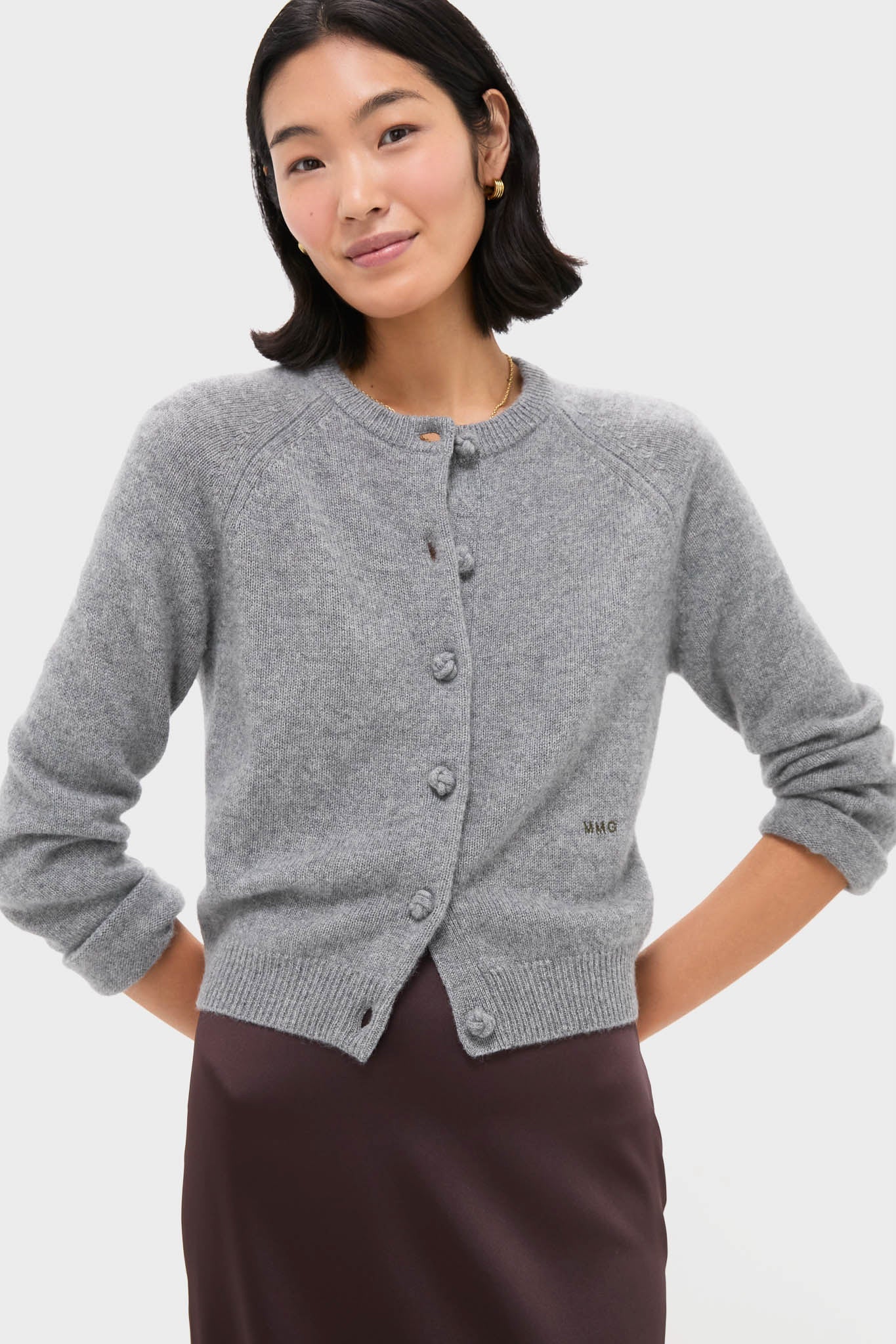 Gray Knot Button Phoebe Cardigan