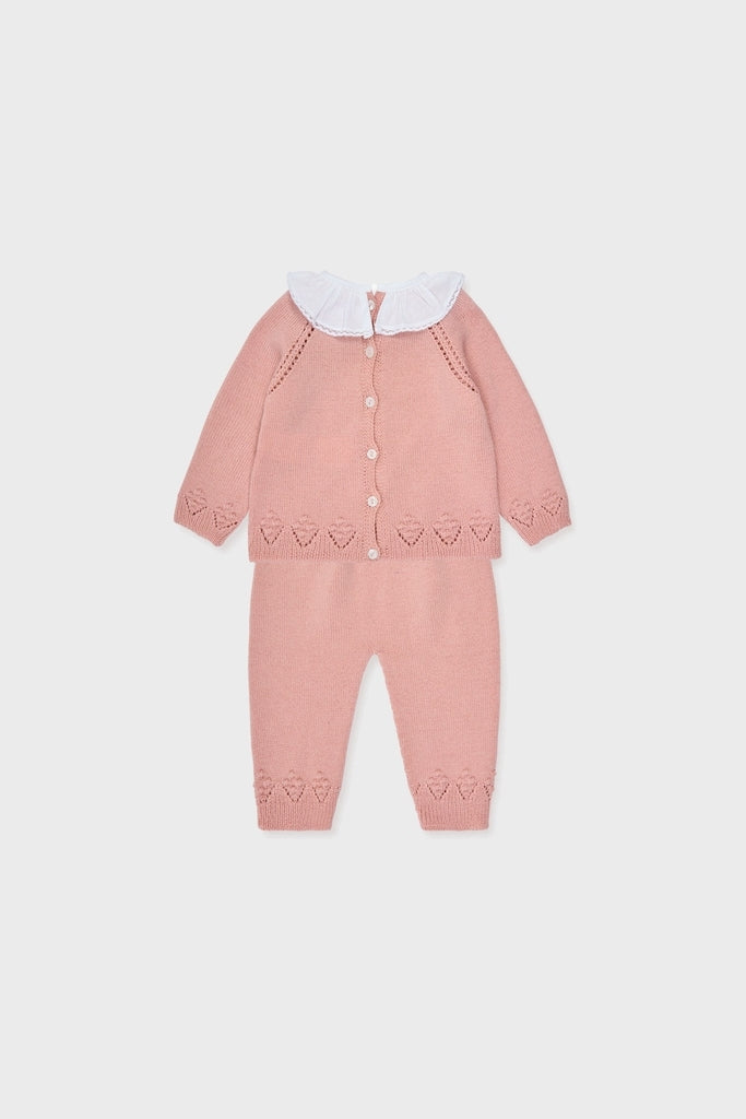 Dusty Pink Baya Merino Baby Girl Knitted Set