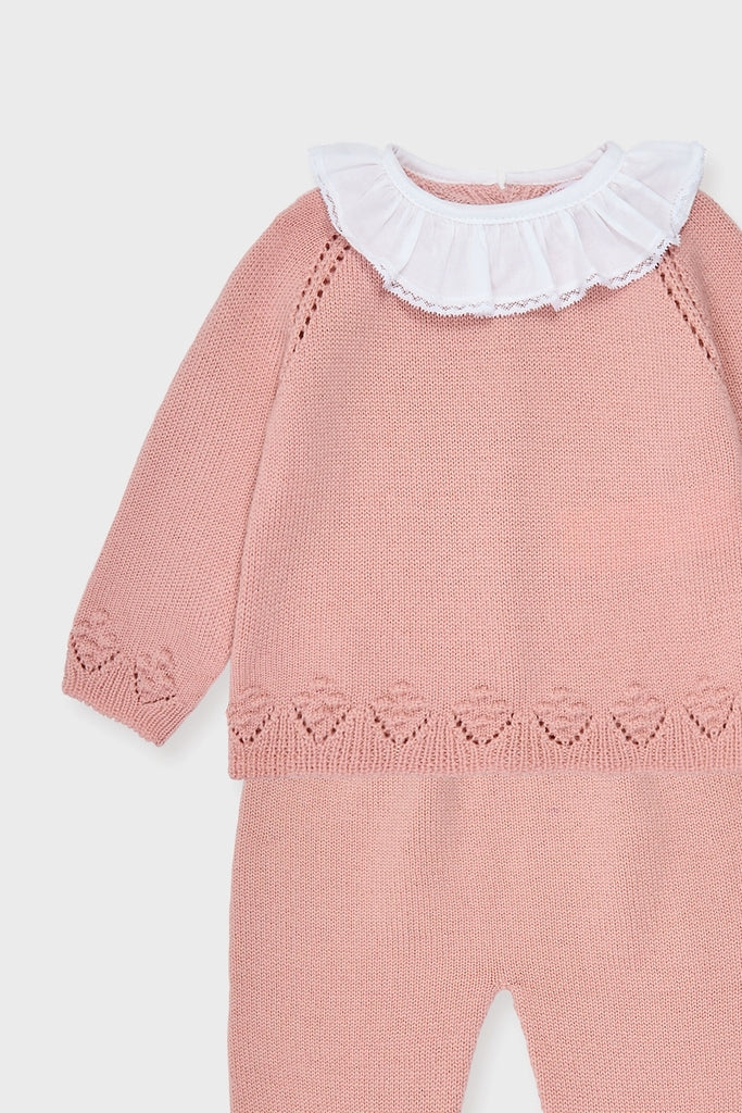Dusty Pink Baya Merino Baby Girl Knitted Set