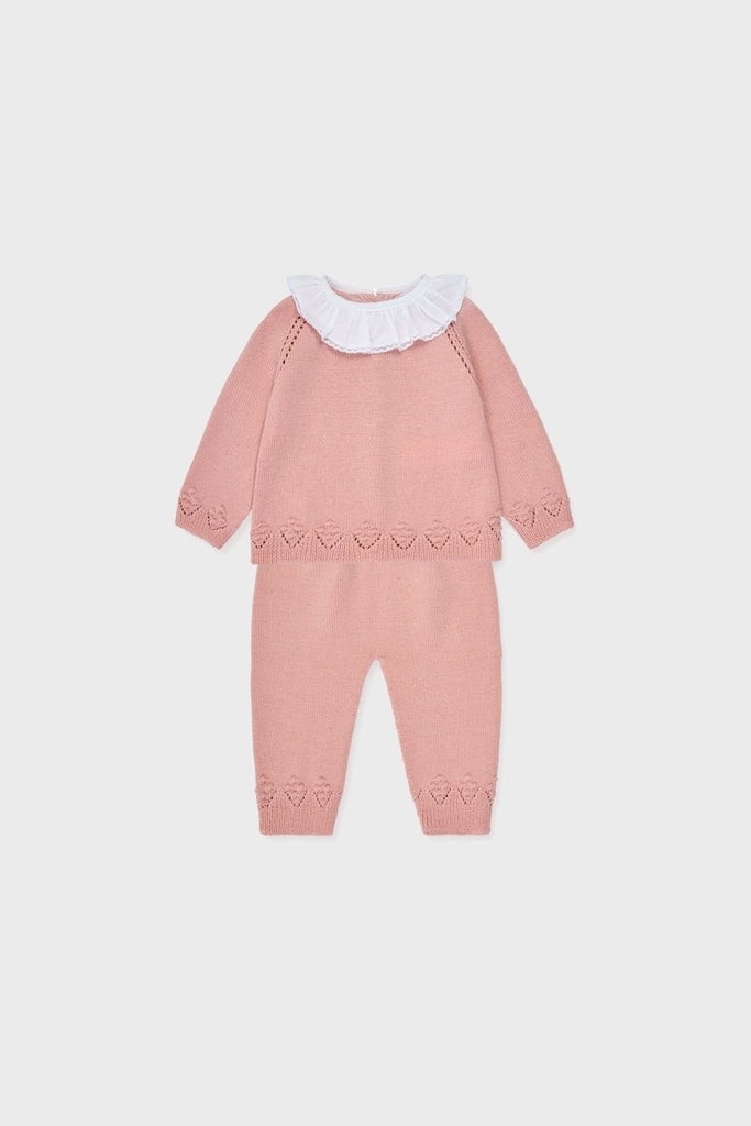 Dusty Pink Baya Merino Baby Girl Knitted Set