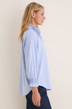 Blue and White Stripe Teagan Popover Top