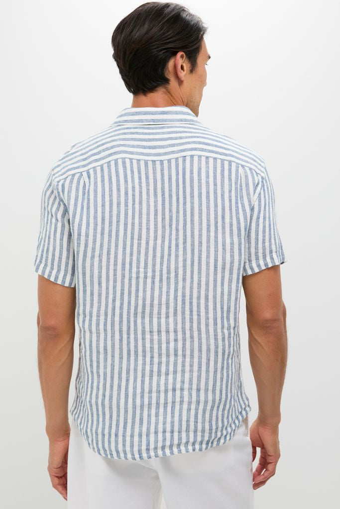 Ivory Stripe Short Sleeve Palma Linen Shirt