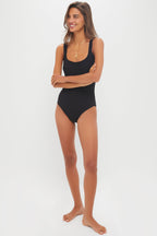 Black Sculpting Square Neck Swim Suit