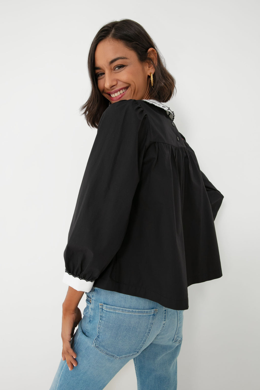 Black Smocked Blouse