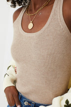 Oat Shelby Rib Knit Tank