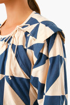 Navy Peach Patchwork Malaga Top