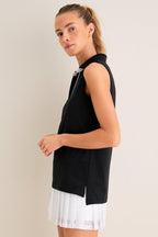 Black Sleeveless Performance Jersey Caroline Polo