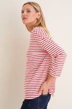 Cherry Striped Knit Popover