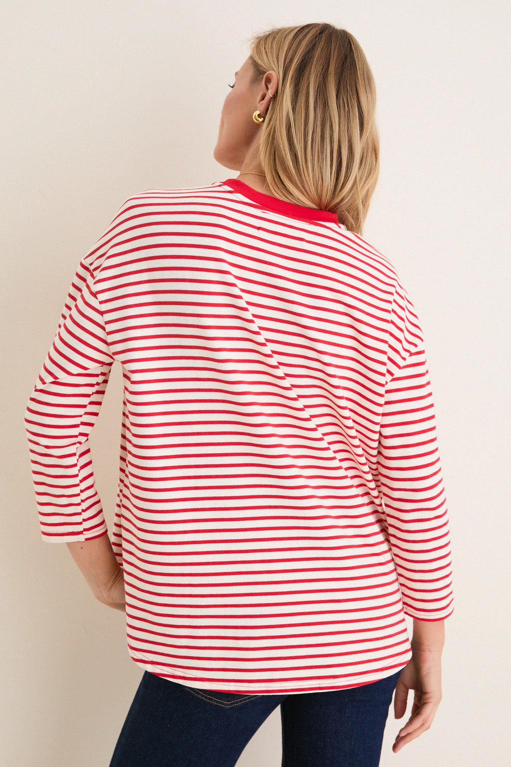 Cherry Striped Knit Popover