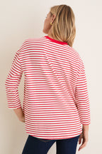 Cherry Striped Knit Popover
