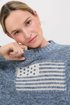 Marled Blue Cotton Americana Sweater