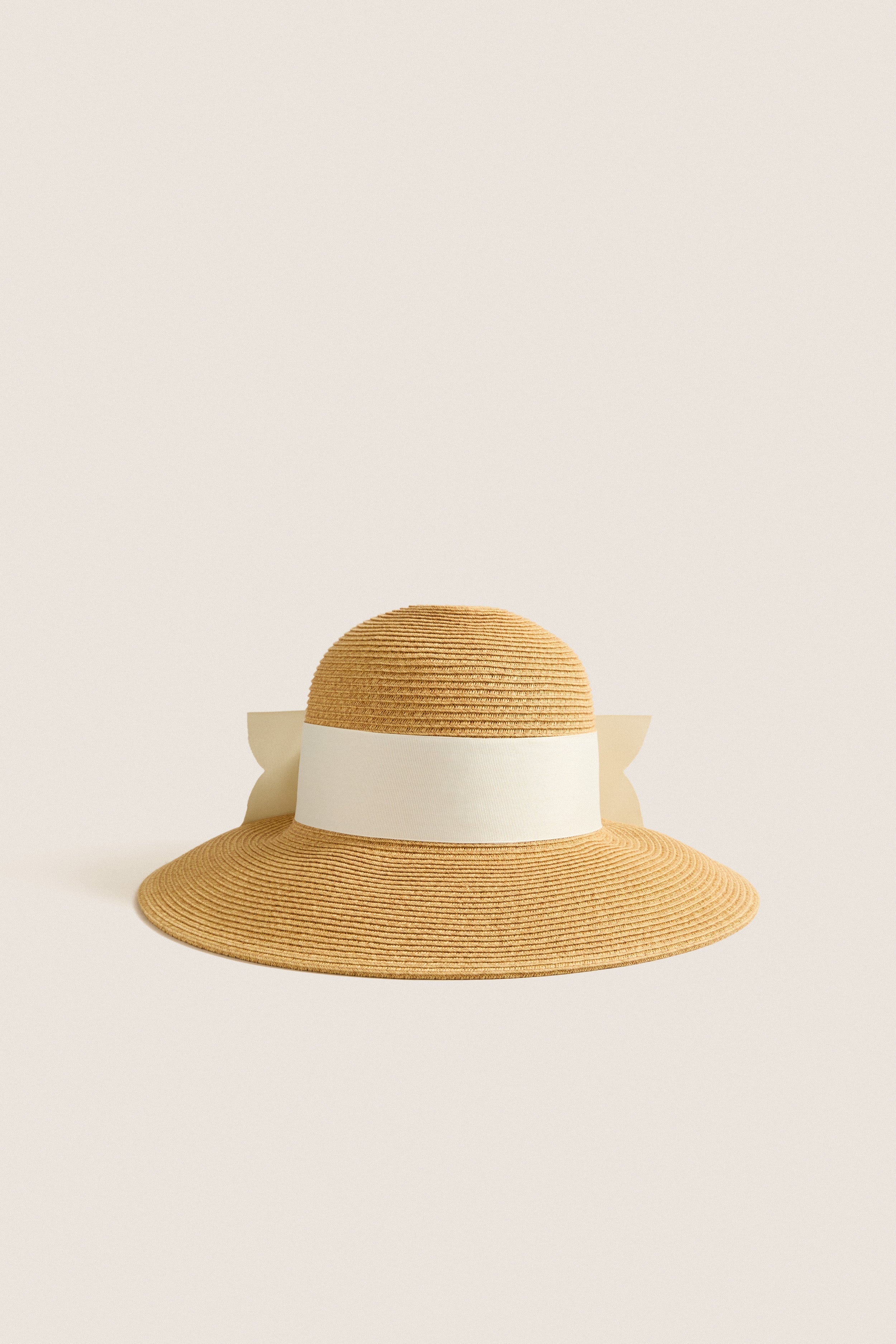 Exclusive Cream Packable Wide Bow Sunhat