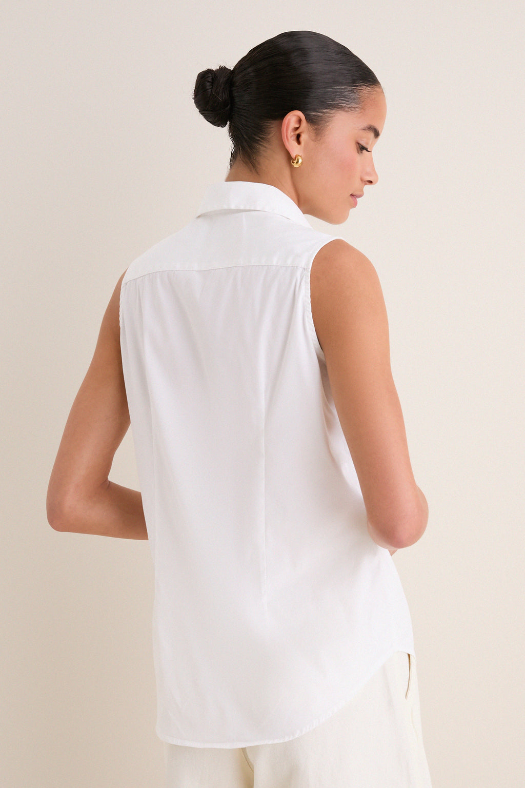 White Sleeveless Essentials Shirt