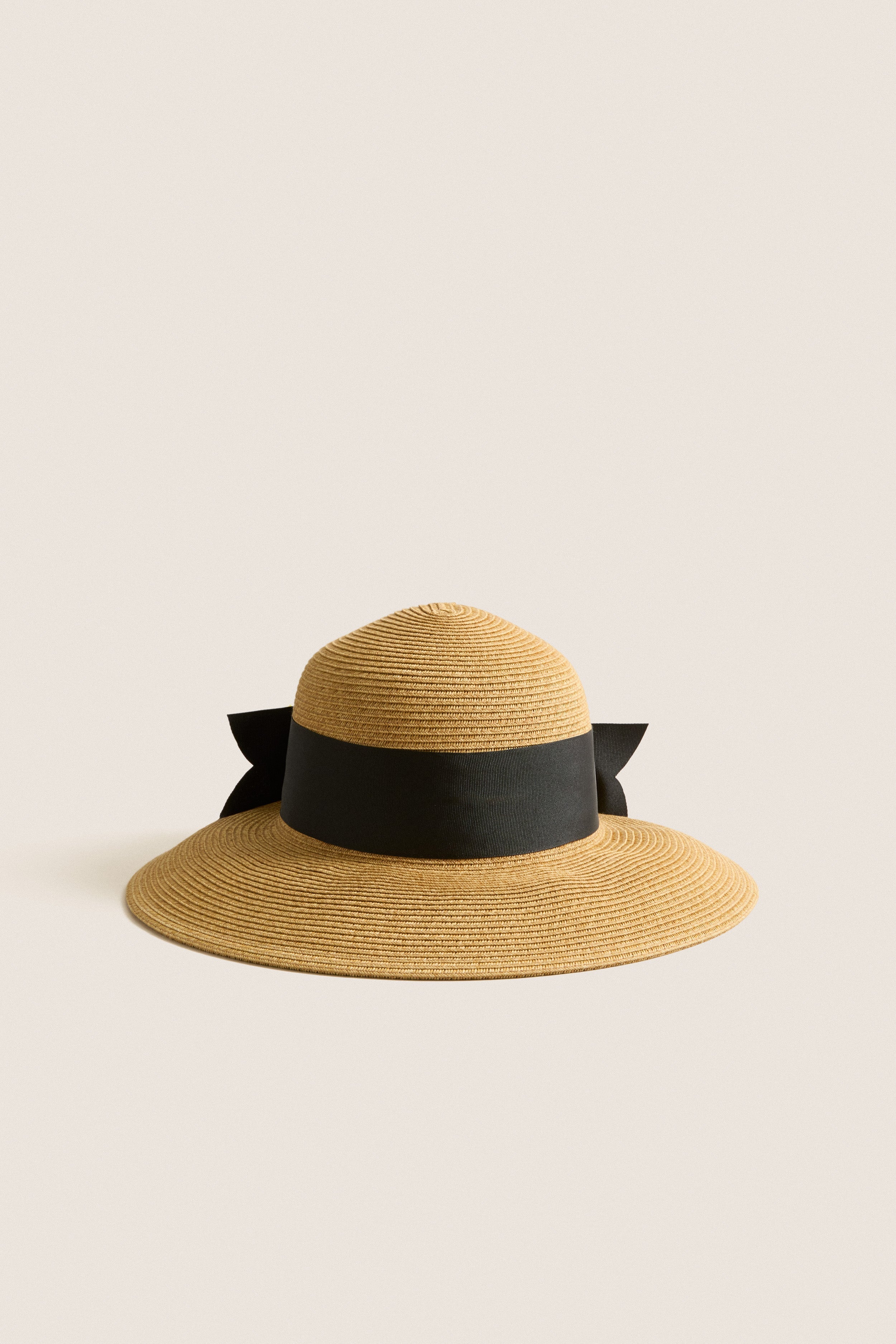 Exclusive Black Packable Wide Bow Sunhat