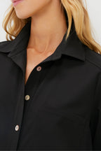 Black Crepe Callahan Shirt Dress