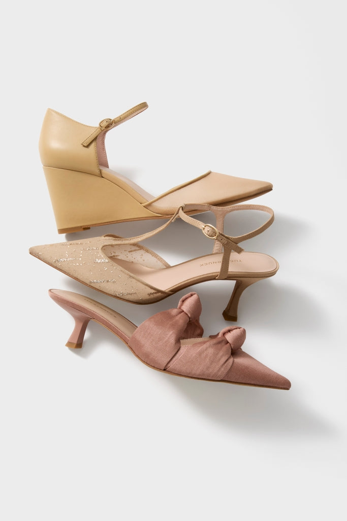 Nude Glitter Mesh Margot Heels