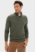Olive Green Cashmere Wool Button-Up