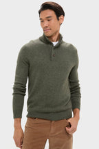Olive Green Cashmere Wool Button-Up