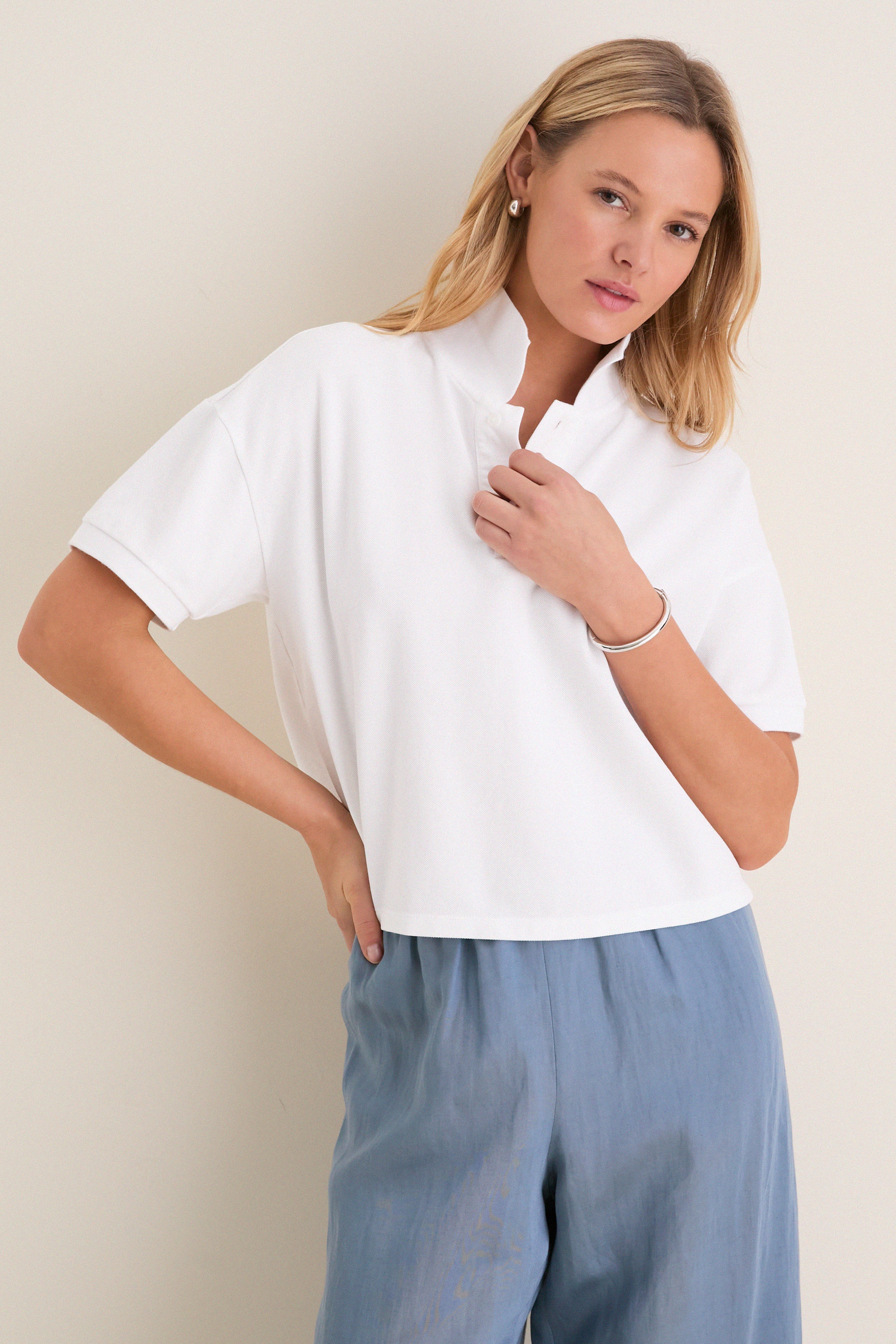 White Pique Holmes Boyfriend Polo