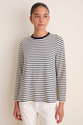 Navy Striped Knit Popover