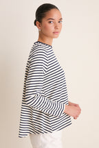 Navy Striped Knit Popover