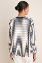 Navy Striped Knit Popover