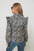 Blue & Yellow Floral Primrose Blouse