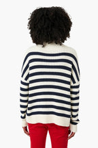 Navy Stripe Carolyn Funnel Neck Sweater