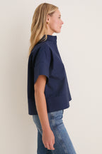 Navy Trapunto Stitch Sofia Shirt