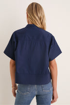 Navy Trapunto Stitch Sofia Shirt
