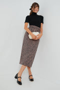 Dark Green and Pink Lorinda Heritage Wool Skirt