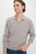 Oatmeal Merino Waffle Polo