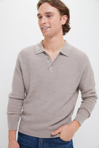Oatmeal Merino Waffle Polo