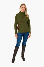 Heather Bay Leaf Funnel Neck Sweater